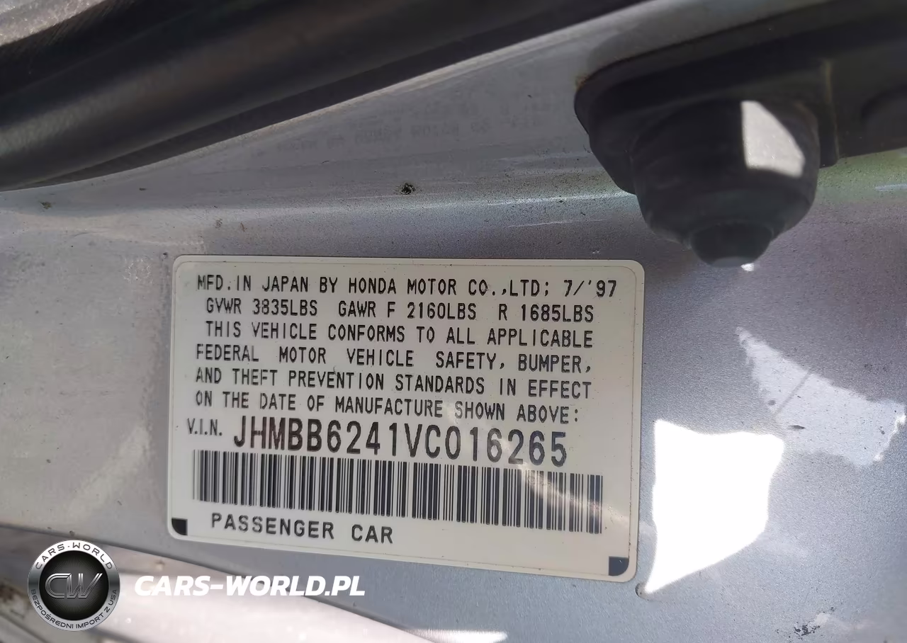 1997 Honda Prelude VIN:JHMBB6241VC016265 - 9