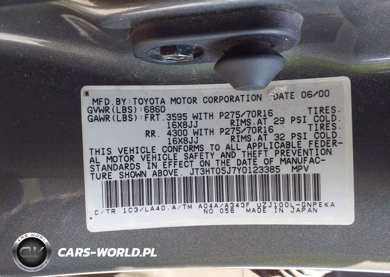 2000 Toyota Land Cruiser VIN:JT3HT05J7Y0123385 - 9