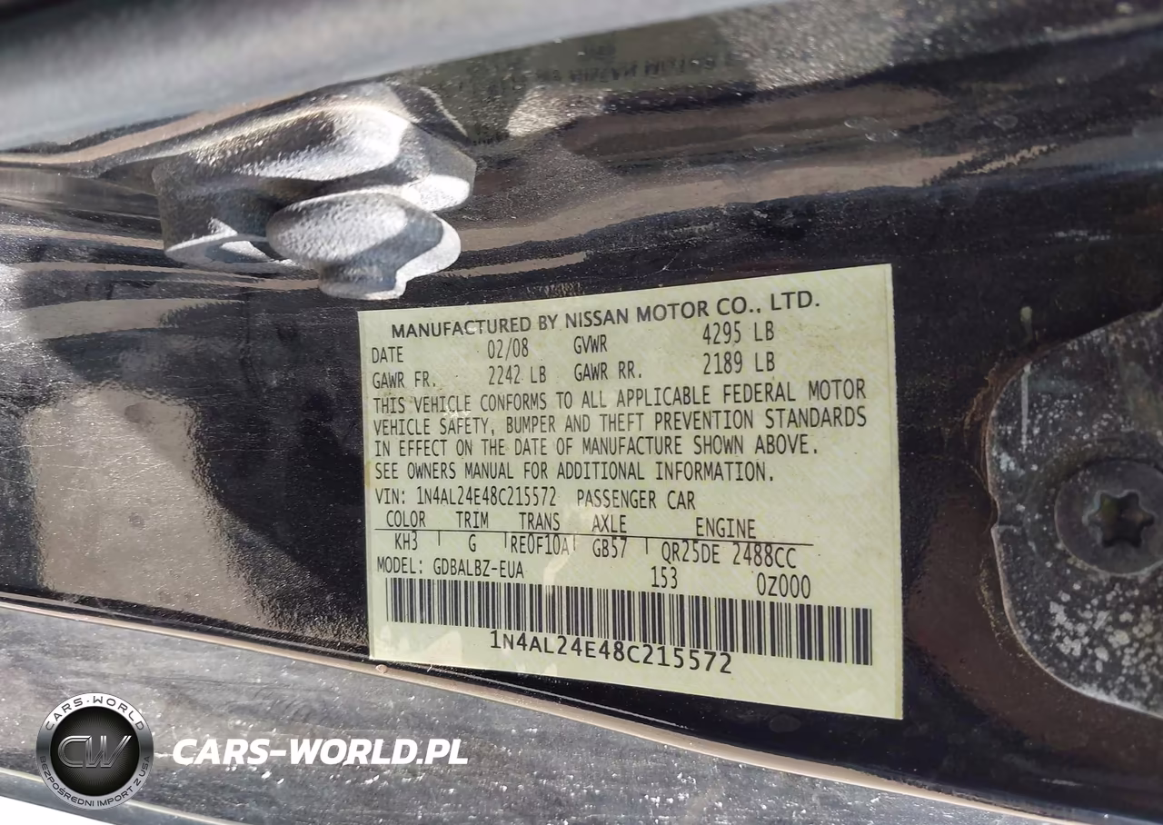 2008 Nissan Altima 2.5 S VIN:1N4AL24E48C215572 - 9