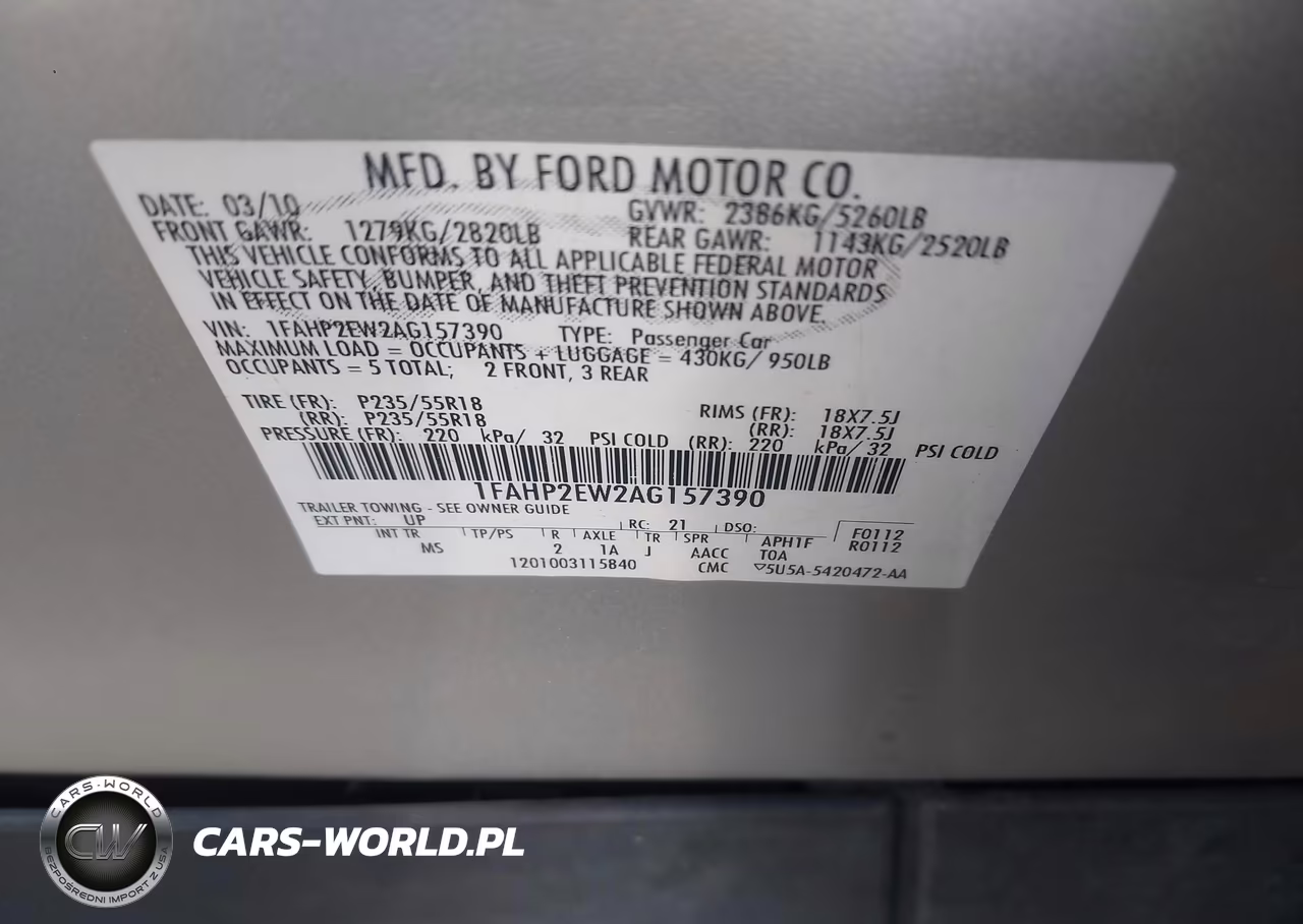 2010 Ford Taurus Sel VIN:1FAHP2EW2AG157390 - 9