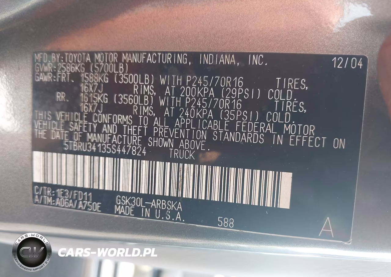 2005 Toyota Tundra Sr5 VIN:5TBRU34135S447824 - 9
