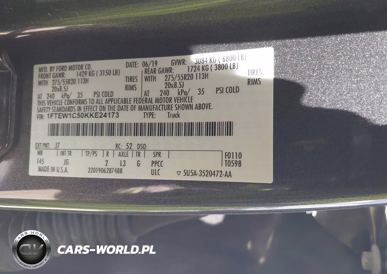 2019 Ford F-150 Xl VIN:1FTEW1C50KKE24173 - 9