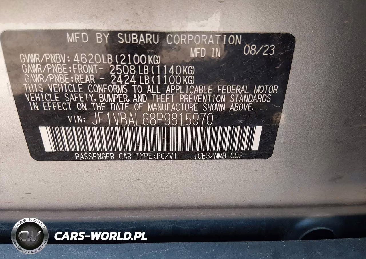 2023 Subaru Wrx Limited VIN:JF1VBAL68P9815970 - 9