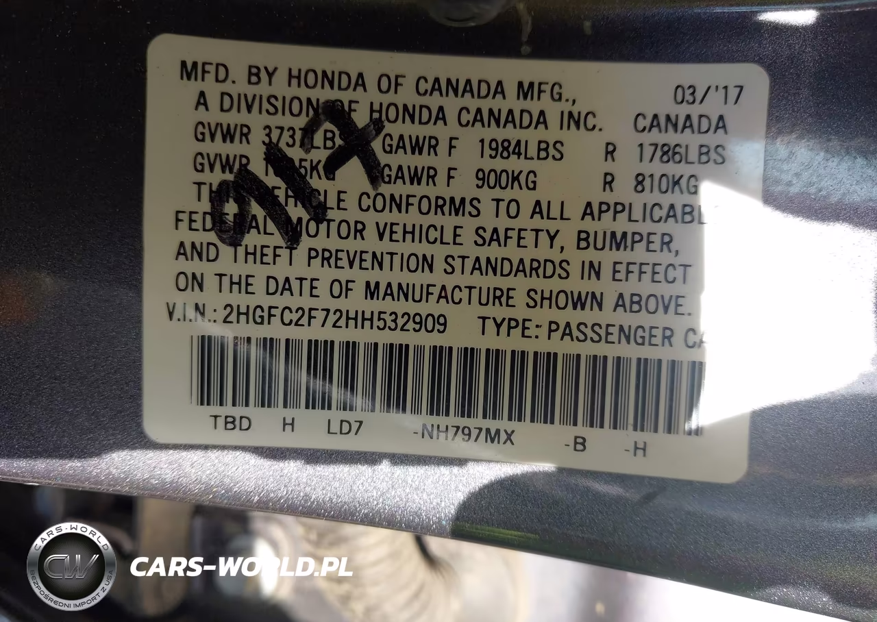 2017 Honda Civic Ex VIN:2HGFC2F72HH532909 - 9