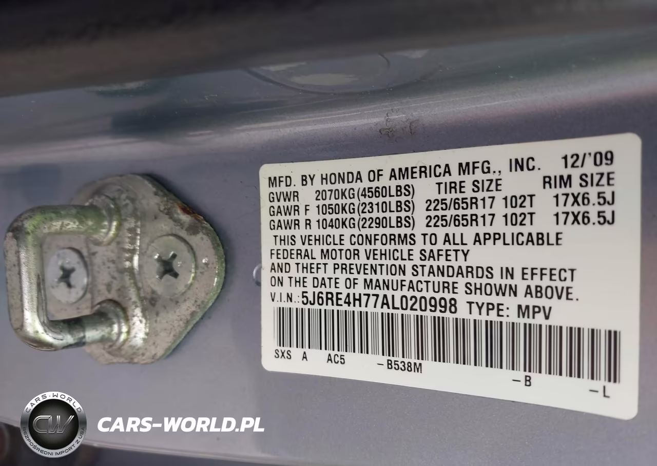 2010 Honda Cr-V Ex-L VIN:5J6RE4H77AL020998 - 9