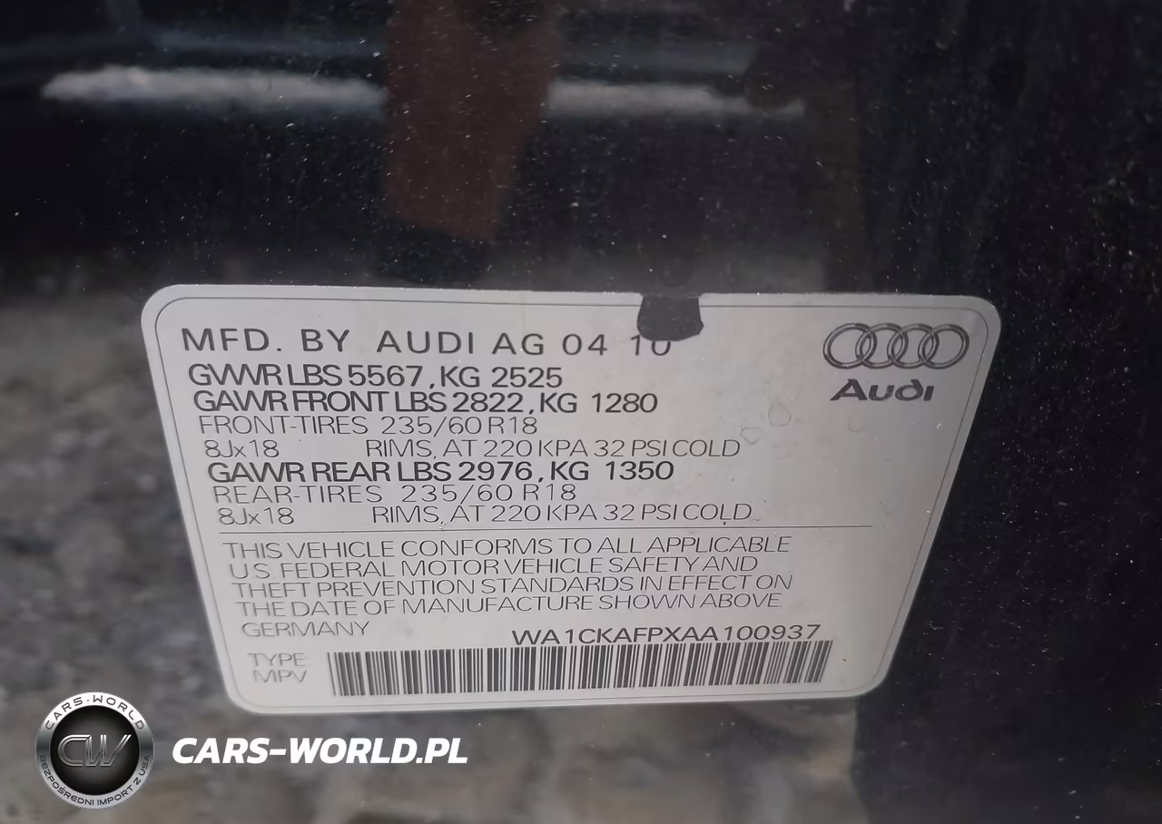 2010 Audi Q5 3.2 Premium VIN:WA1CKAFPXAA100937 - 9