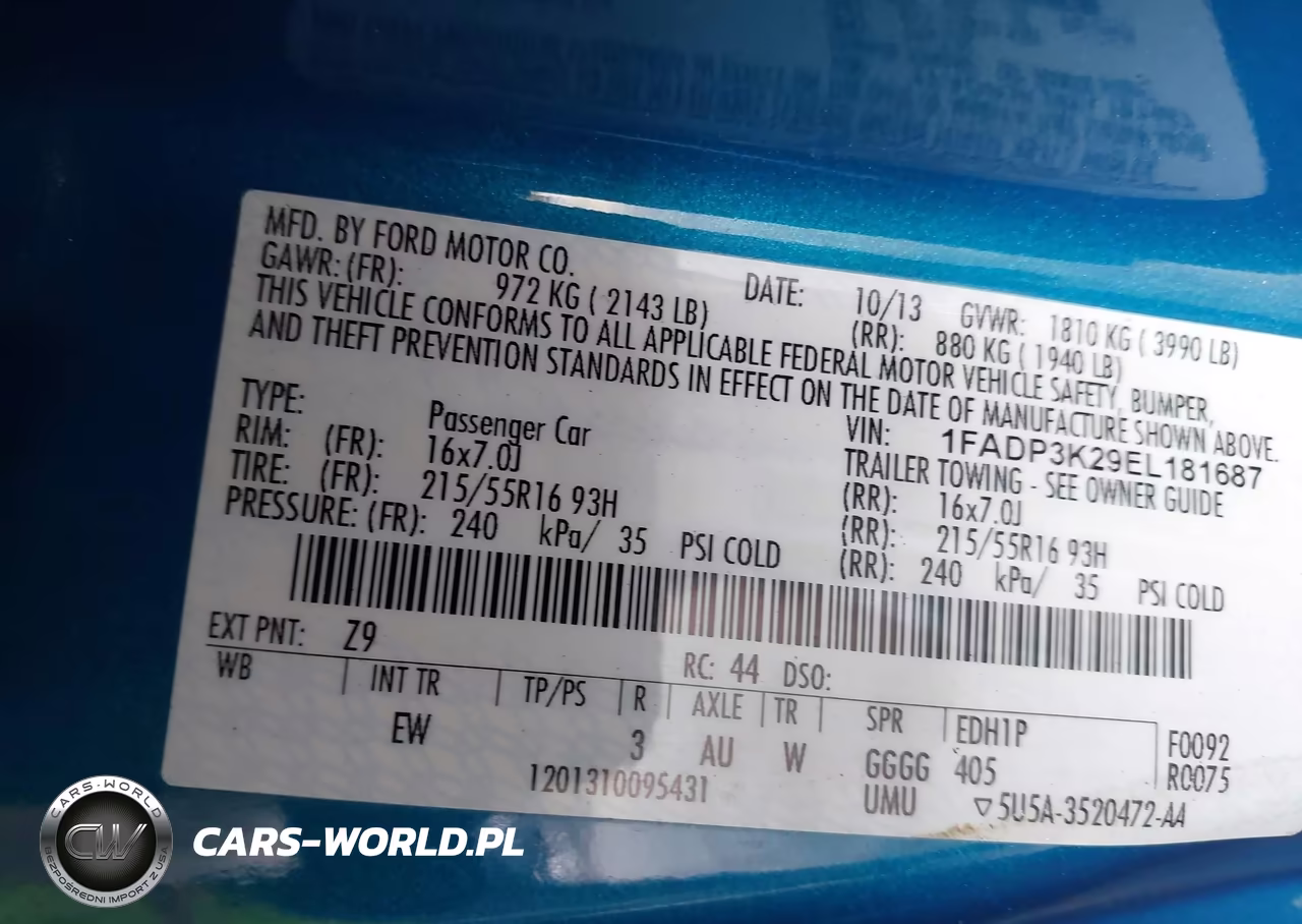 2014 Ford Focus Se VIN:1FADP3K29EL181687 - 9