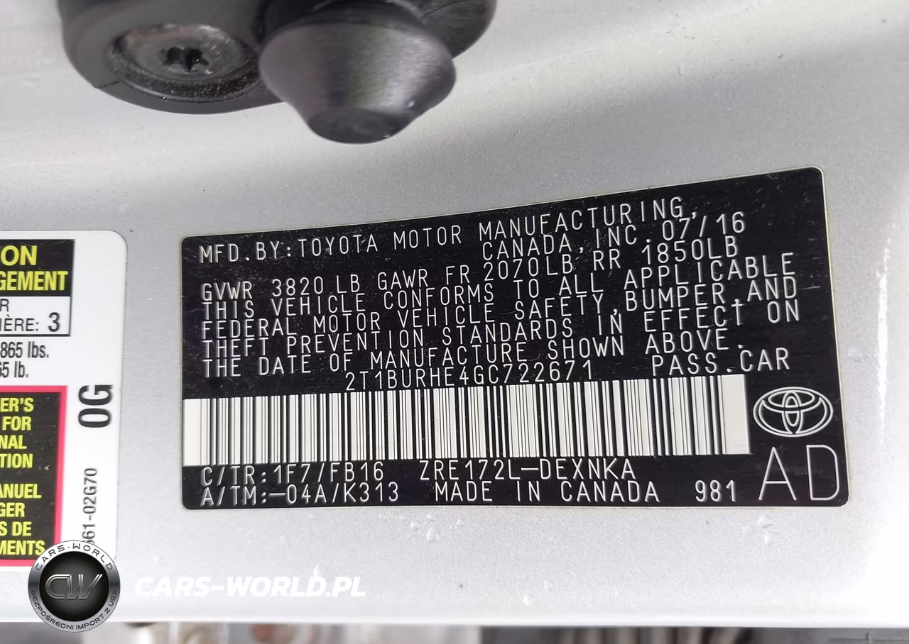 2016 Toyota Corolla Le VIN:2T1BURHE4GC722671 - 9