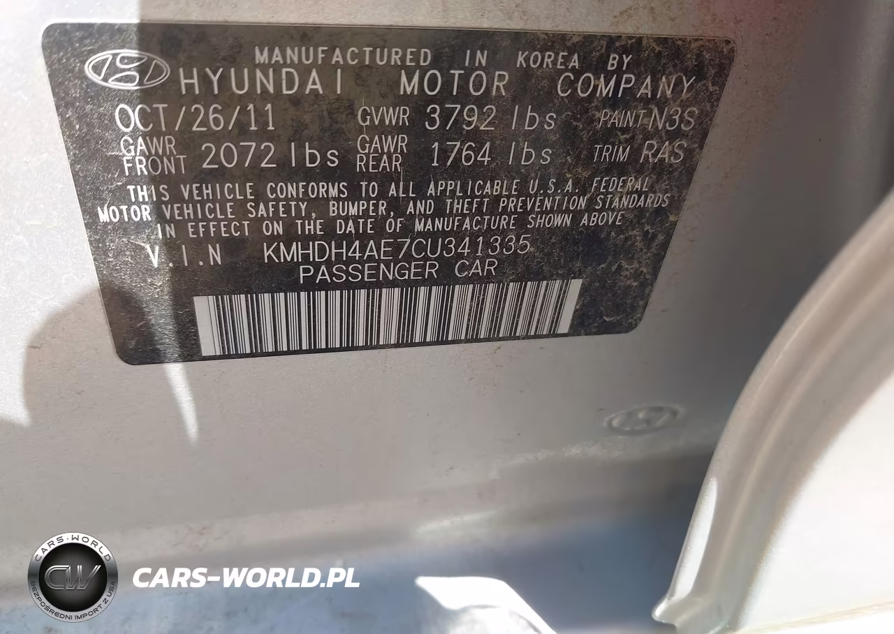2012 Hyundai Elantra Gls (Ulsan Plant) VIN:KMHDH4AE7CU341335 - 9