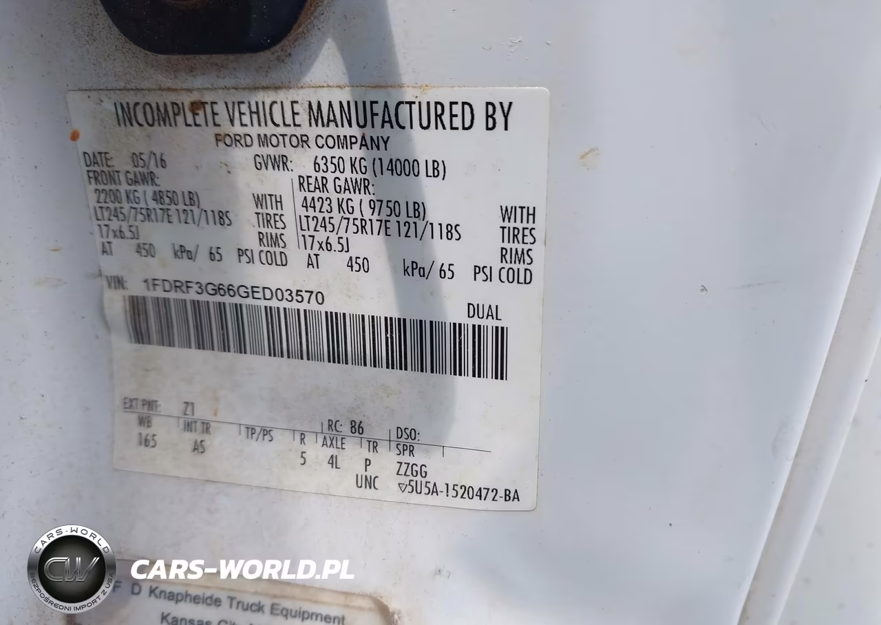 2016 Ford F-350 Chassis Xl VIN:1FDRF3G66GED03570 - 8
