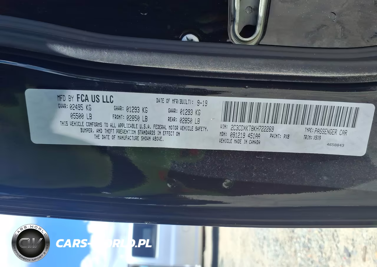 2019 Dodge Charger Police Awd VIN:2C3CDXKT8KH722269 - 9