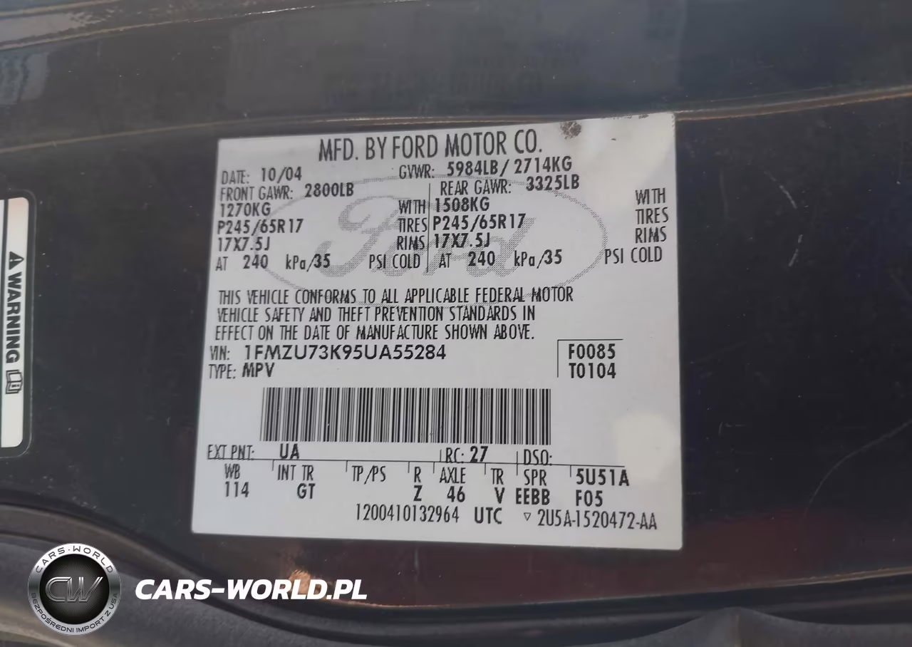 2005 Ford Explorer VIN:1FMZU73K954A55284 - 9