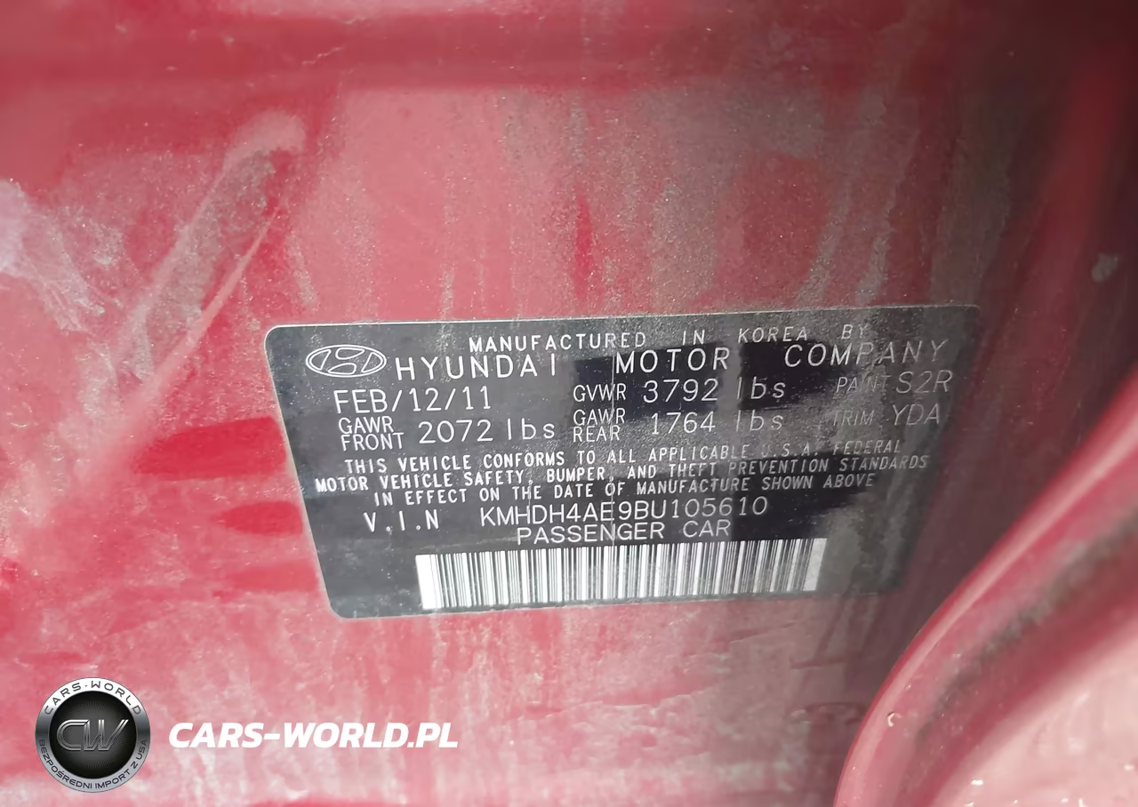 2011 Hyundai Elantra Gls (Ulsan Plant) VIN:KMHDH4AE9BU105610 - 9