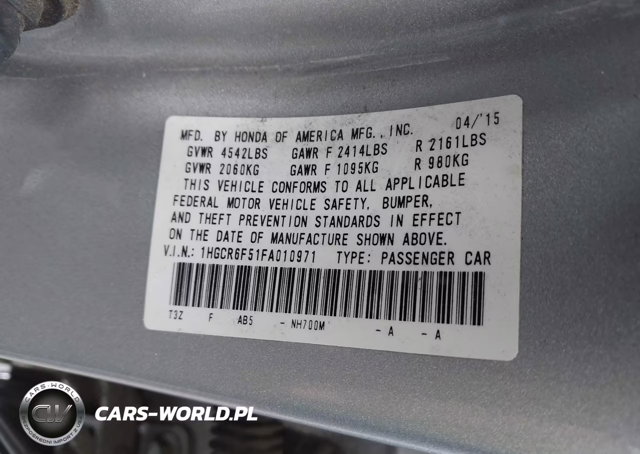 2015 Honda Accord Hybrid Ex-L VIN:1HGCR6F51FA010971 - 9
