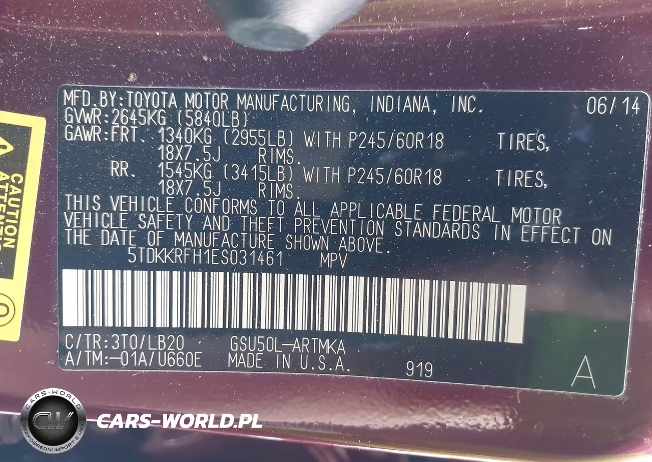 2014 Toyota Highlander Xle V6 VIN:5TDKKRFH1ES031461 - 9