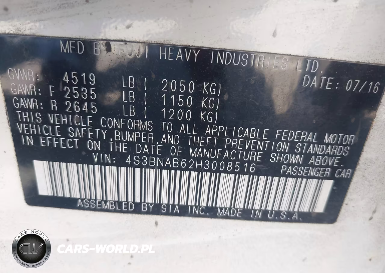 2017 Subaru Legacy 2.5I VIN:4S3BNAB62H3008516 - 9