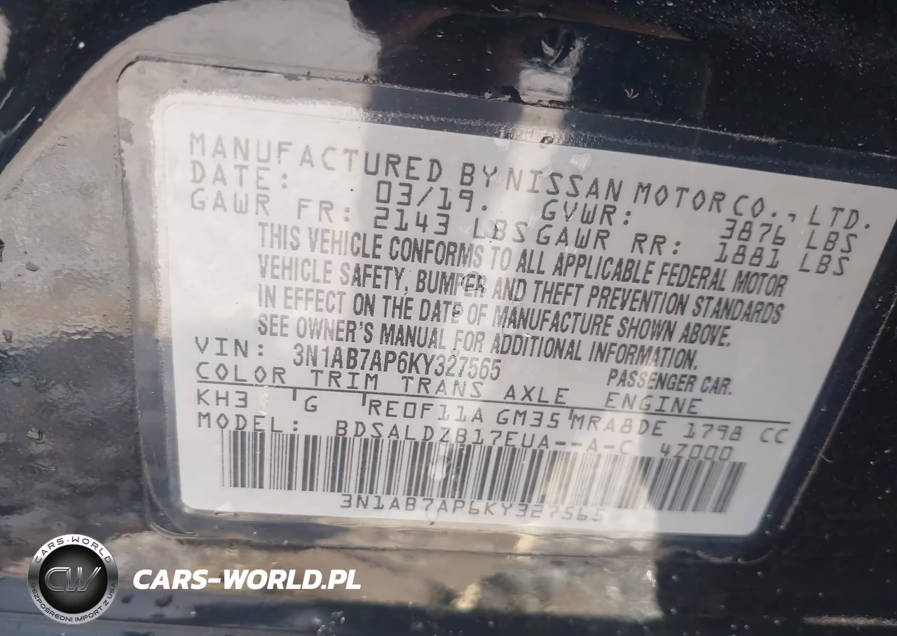 2019 Nissan Sentra Sv VIN:3N1AB7AP6KY327565 - 9
