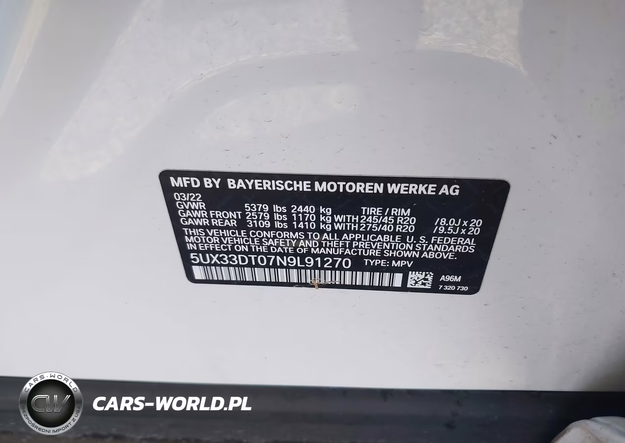 2022 BMW X4 xDrive30I VIN:5UX33DT07N9L91270 - 9