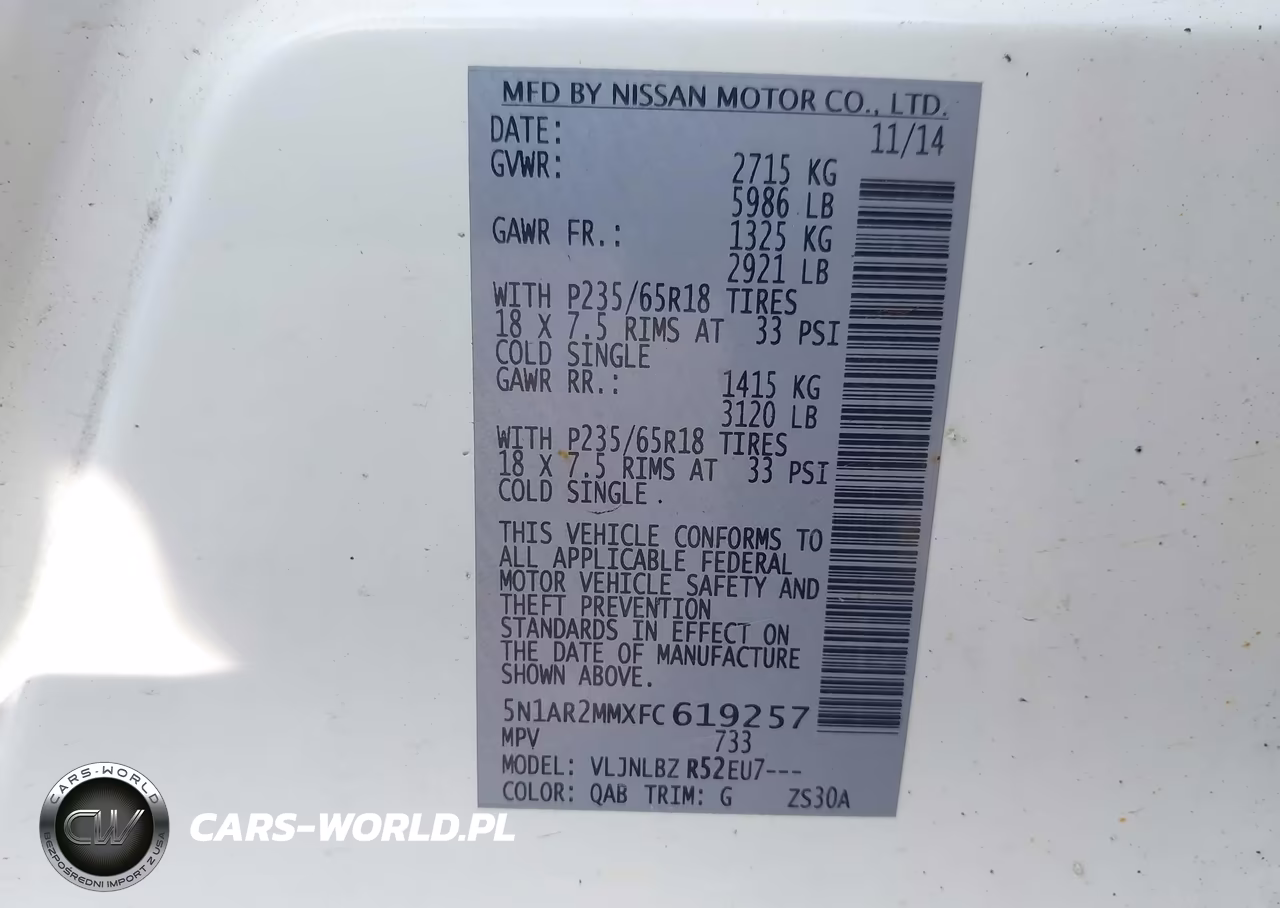 2015 Nissan Pathfinder S VIN:5N1AR2MMXFC619257 - 9