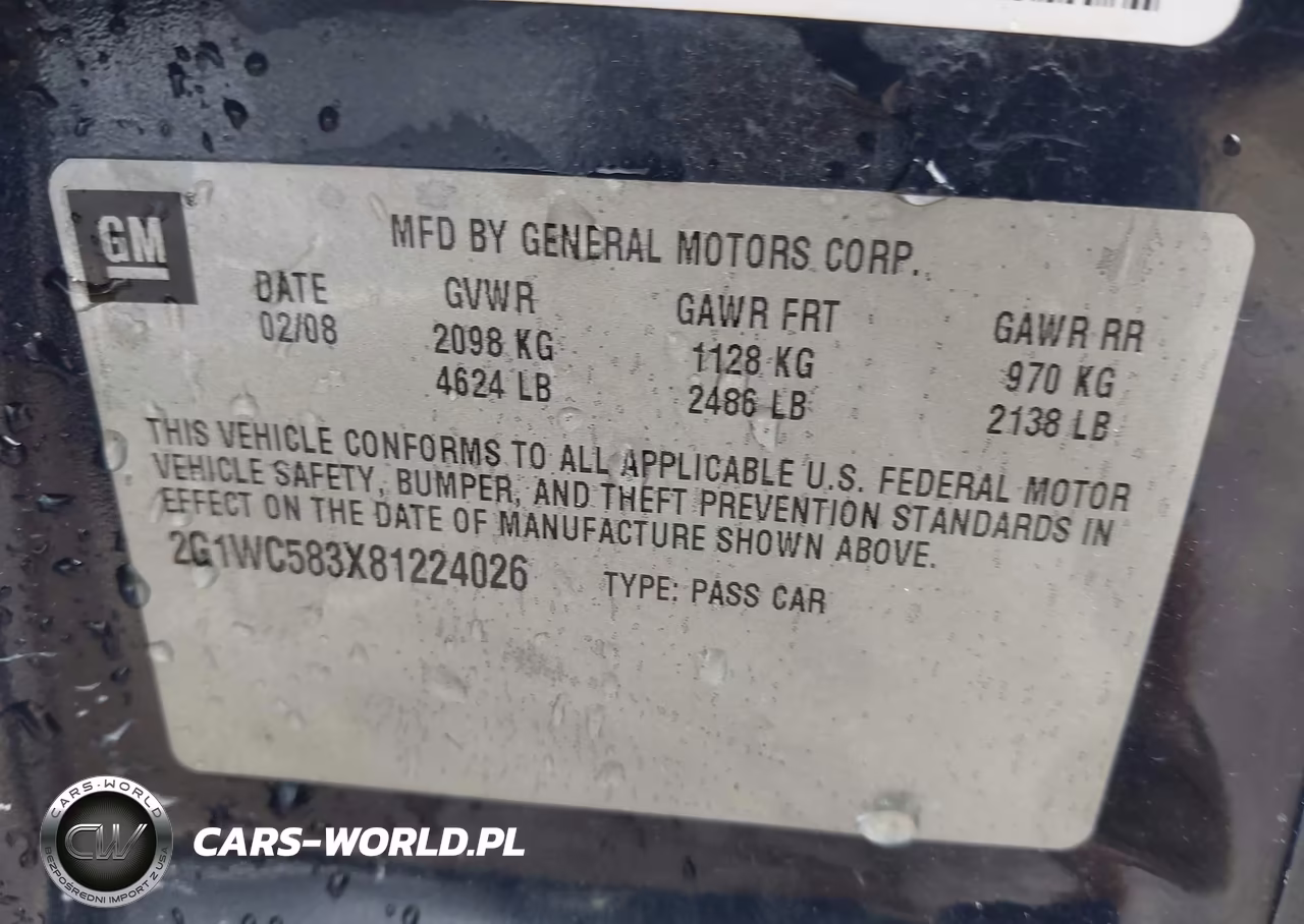 2008 Chevrolet Impala Lt VIN:2G1WC583X81224026 - 9