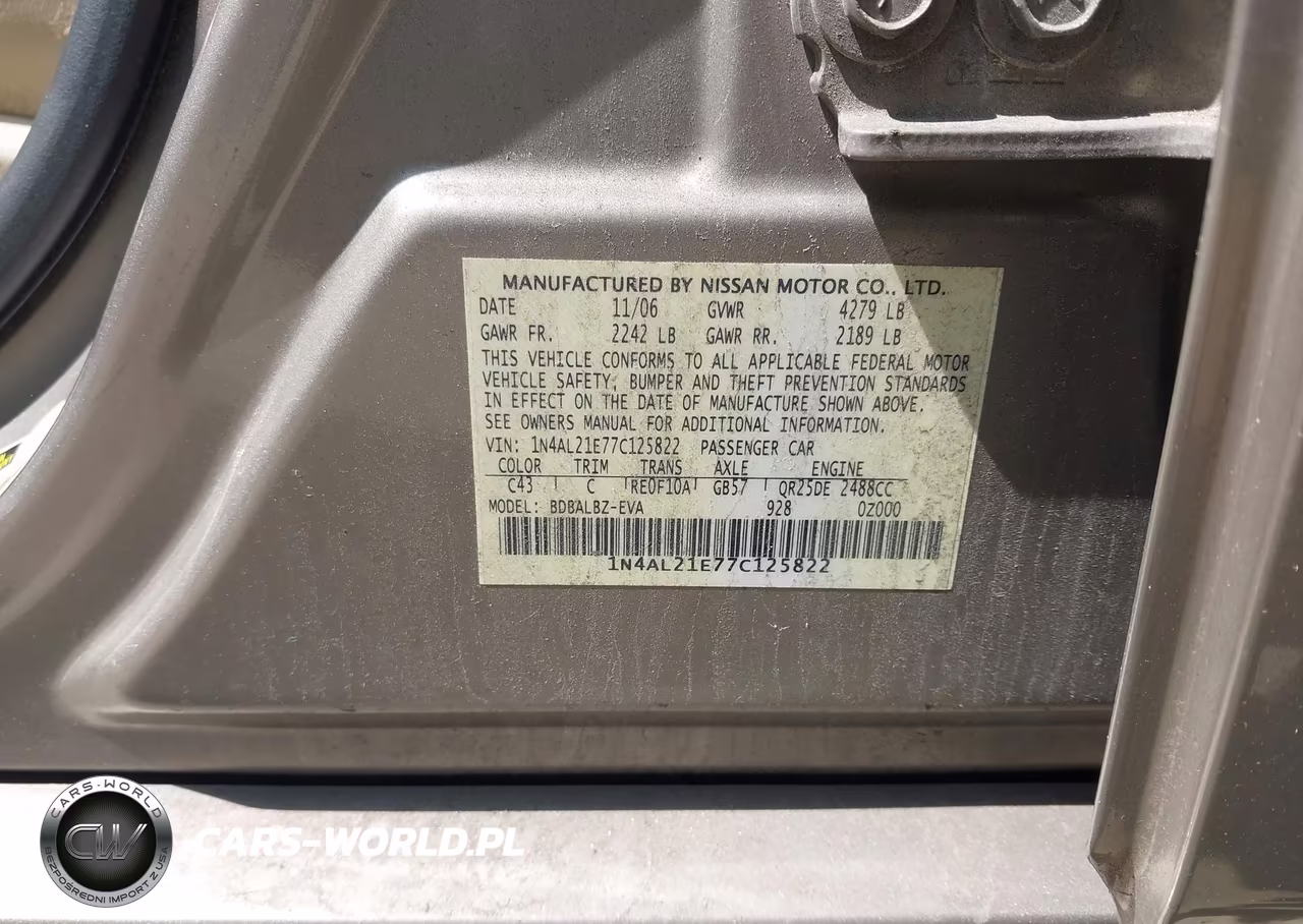 2007 Nissan Altima 2.5 S VIN:1N4AL21E77C125822 - 9