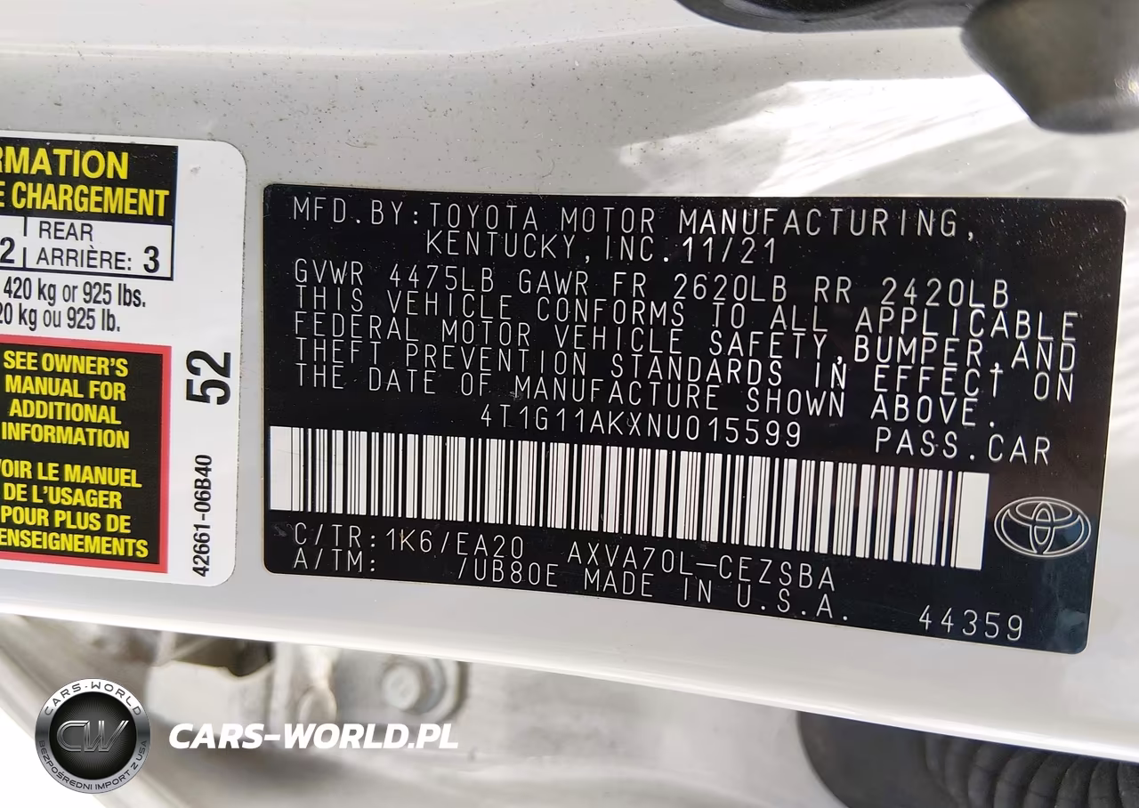 2022 Toyota Camry Se VIN:4T1G11AKXNU015599 - 9