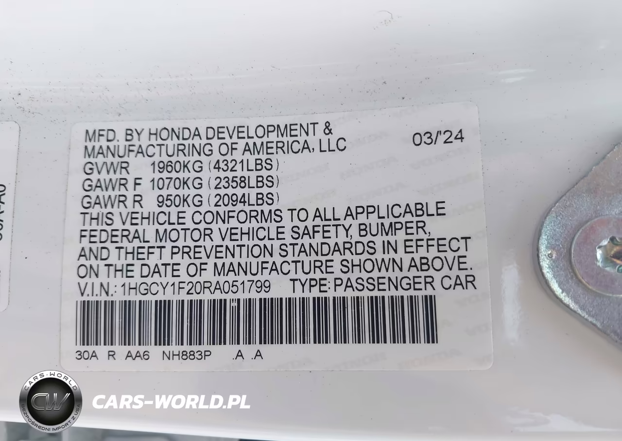 2024 Honda Accord Lx VIN:1HGCY1F20RA051799 - 9