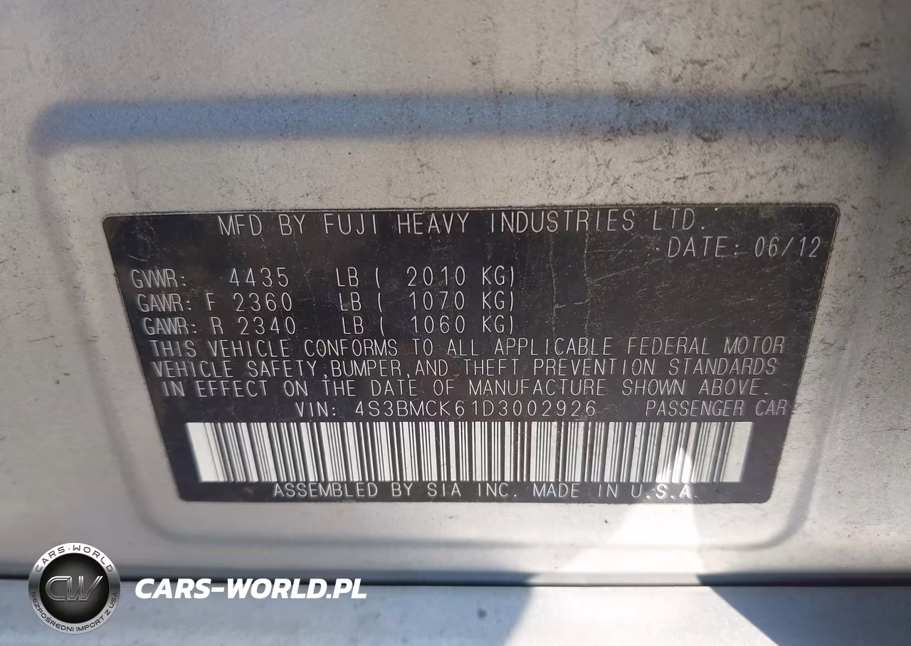2013 Subaru Legacy 2.5I Limited VIN:4S3BMCK61D3002926 - 9