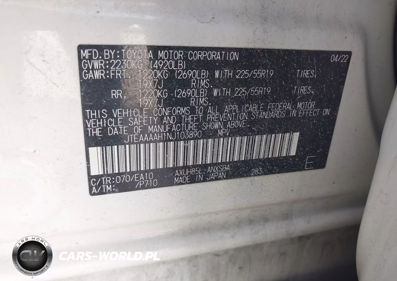 2022 Toyota Venza Limited VIN:JTEAAAAH1NJ103890 - 9