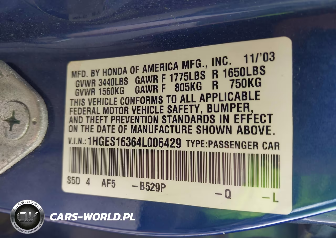 2004 Honda Civic Vp VIN:1HGES16364L006429 - 9