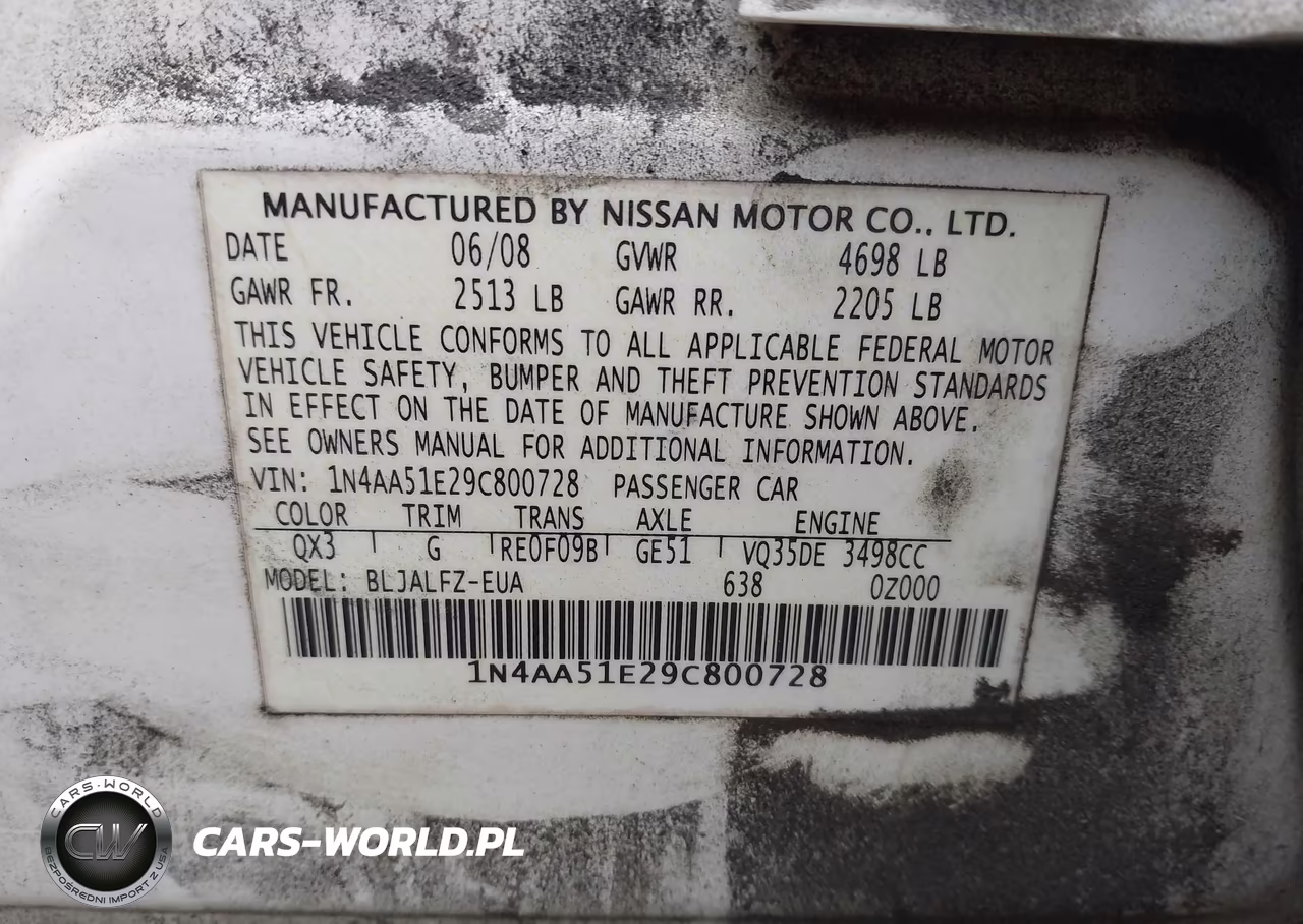 2009 Nissan Maxima 3.5 Sv VIN:1N4AA51E29C800728 - 9