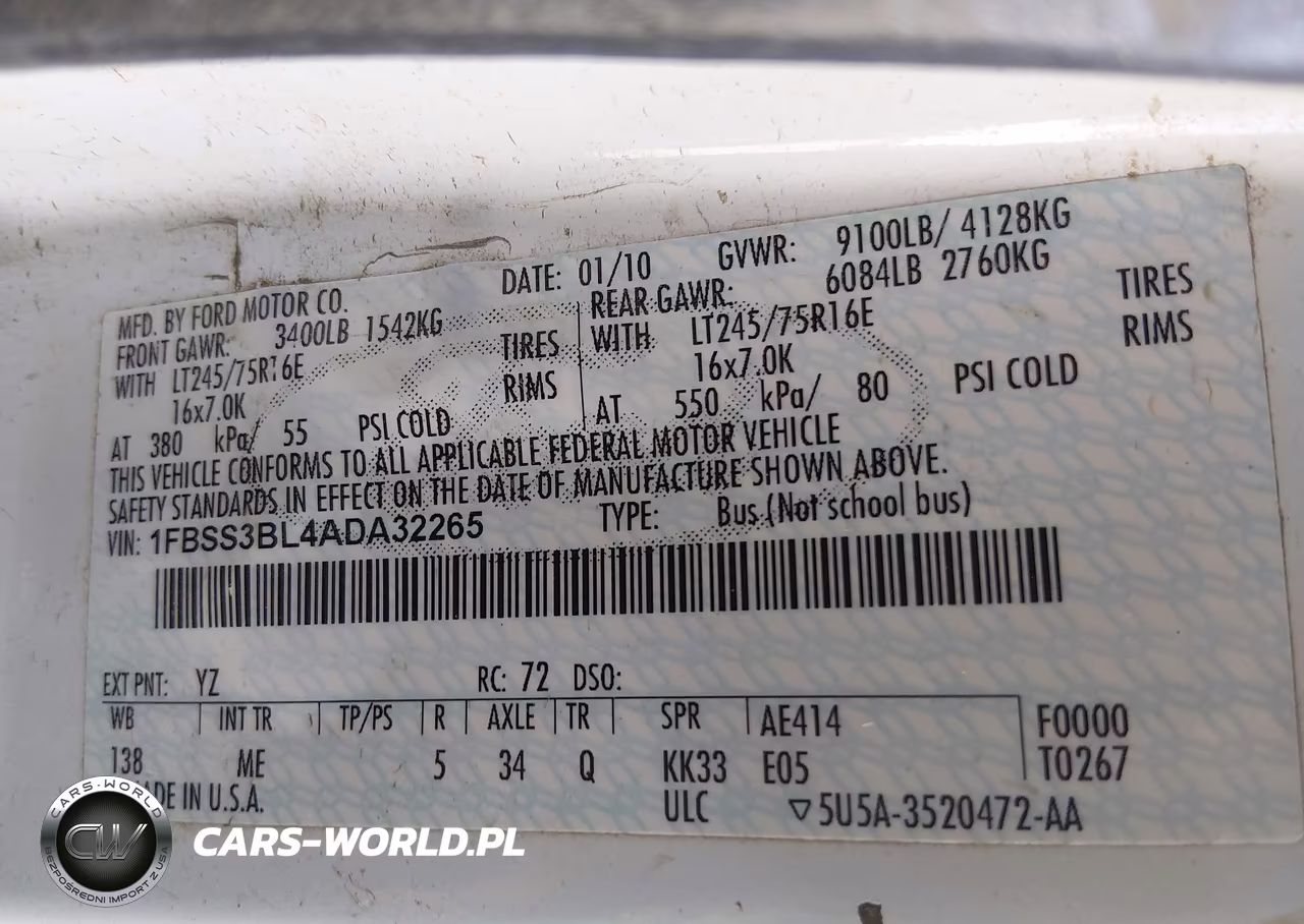 2010 Ford E-350 Super Duty Xl-Xlt VIN:1FBSS3BL4ADA32265 - 9