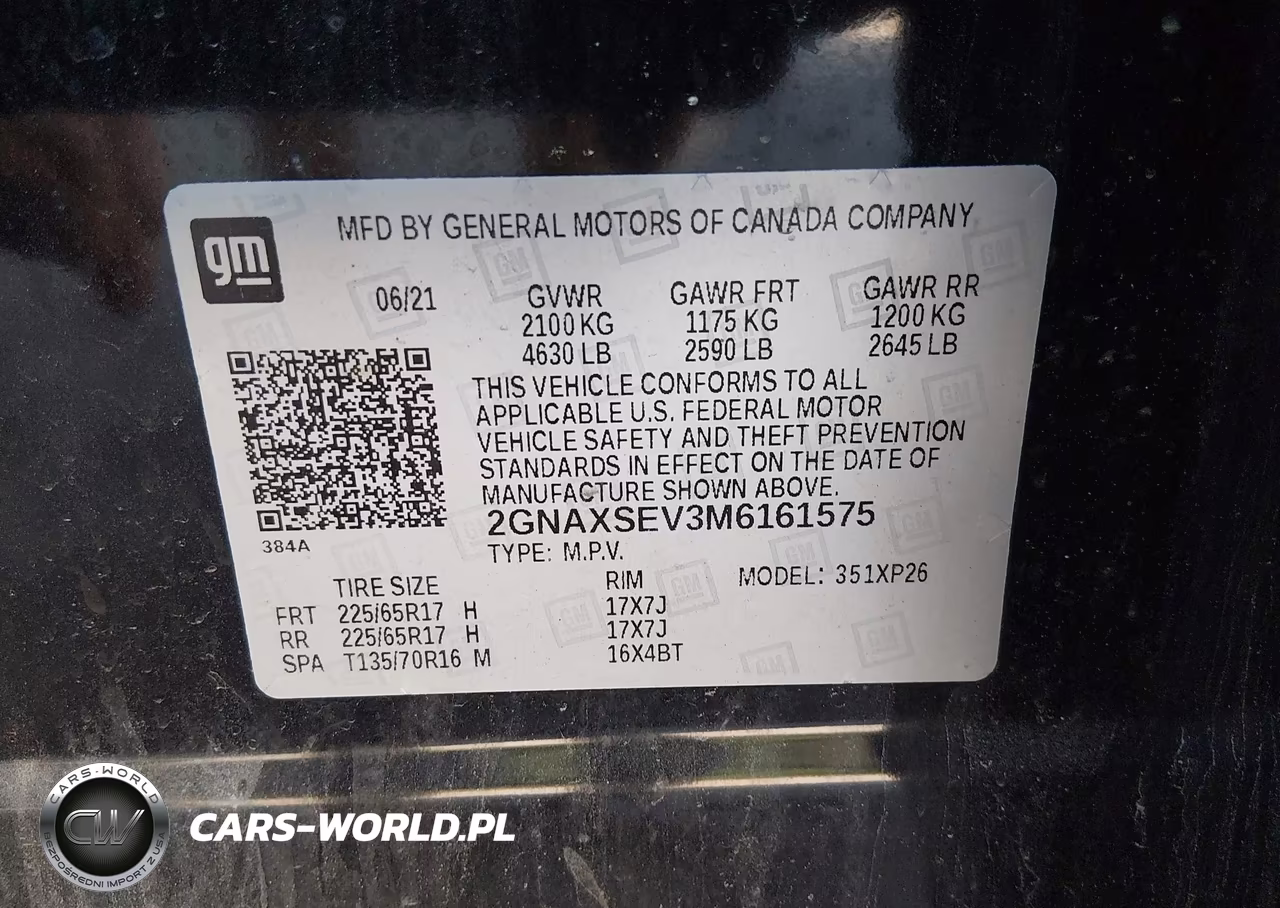 2021 Chevrolet Equinox Awd Ls VIN:2GNAXSEV3M6161575 - 9