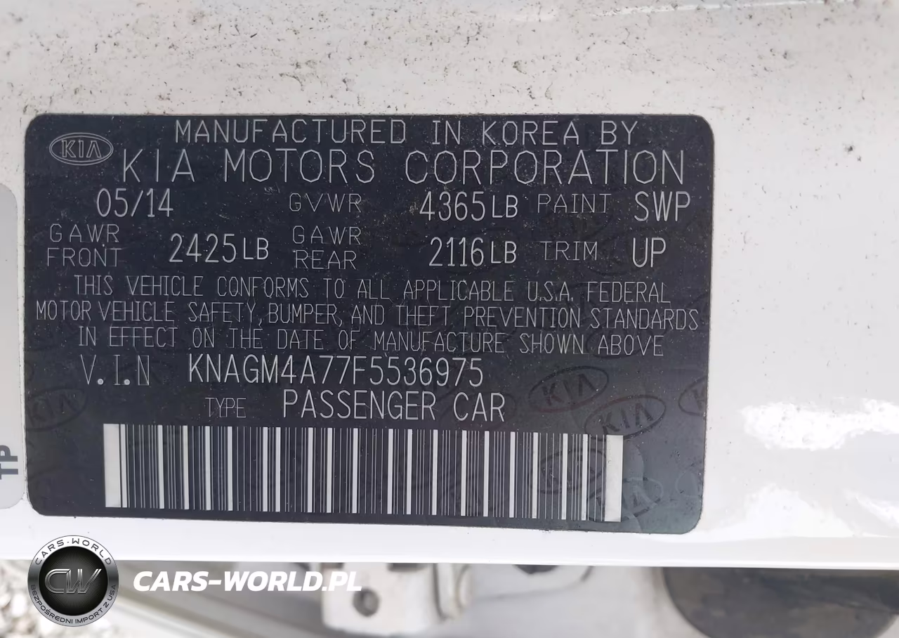 2015 Kia Optima Lx VIN:KNAGM4A77F5536975 - 9