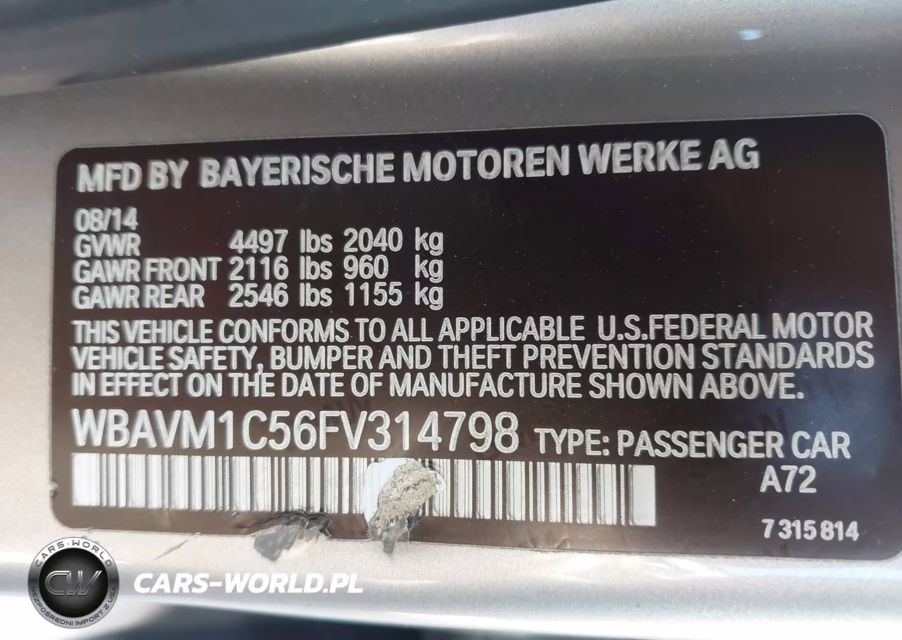 2015 BMW X1 Sdrive28I VIN:WBAVM1C56FV314798 - 9