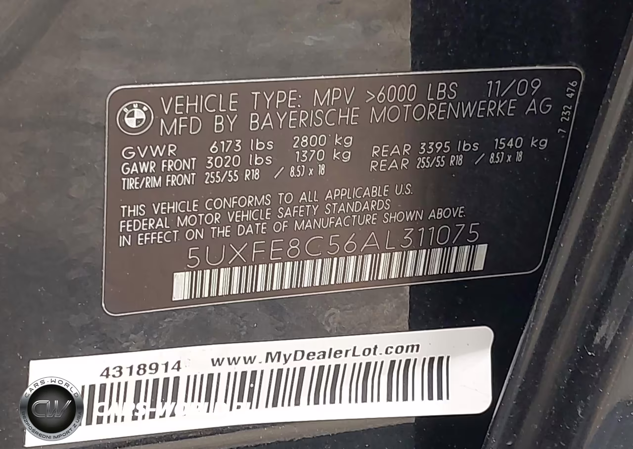 2010 BMW X5 xDrive48I VIN:5UXFE8C56AL311075 - 9