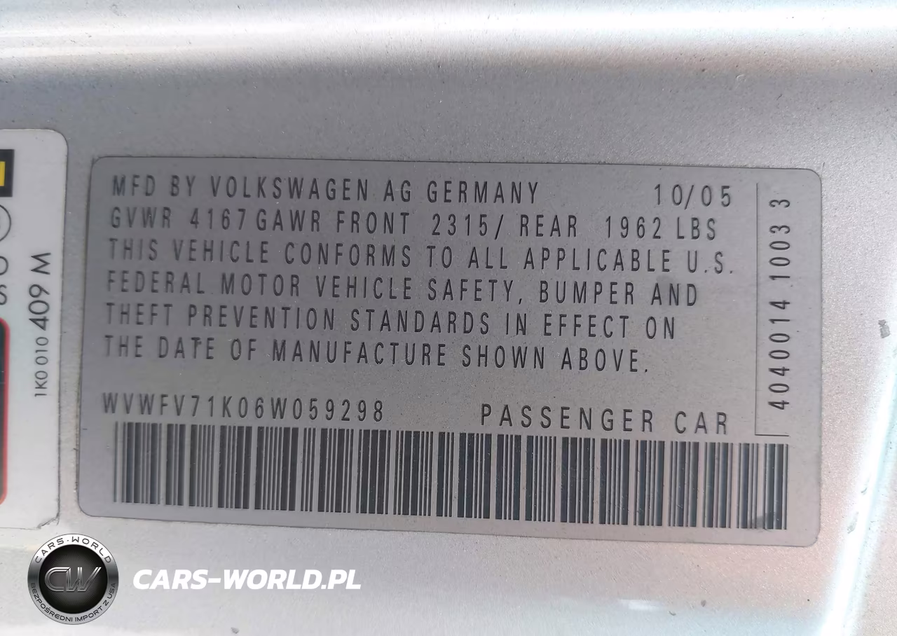 2006 Volkswagen Gti 2-Door VIN:WVWFV71K06W059298 - 9