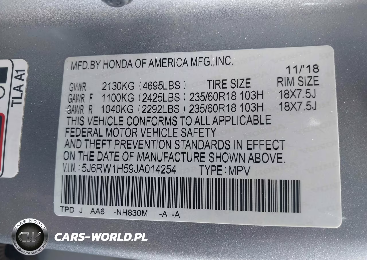 2018 Honda Cr-V Ex VIN:5J6RW1H59JA014254 - 9