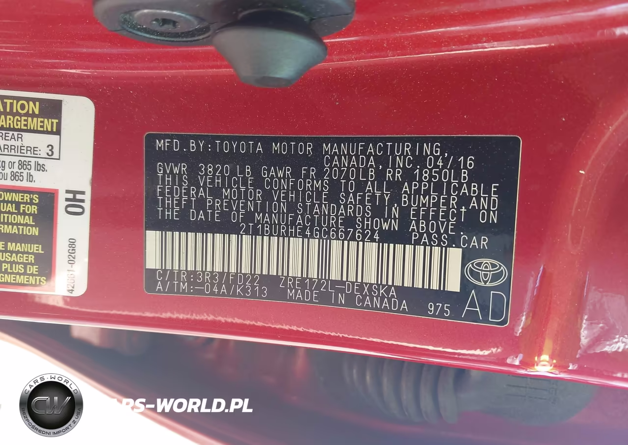 2016 Toyota Corolla S Plus VIN:2T1BURHE4GC667624 - 9