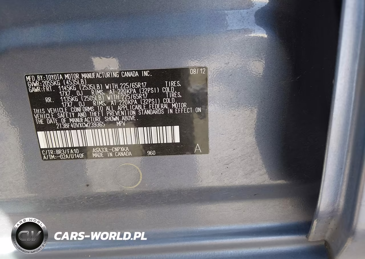 2012 Toyota Rav4 VIN:2T3BF4DVXCW239365 - 9