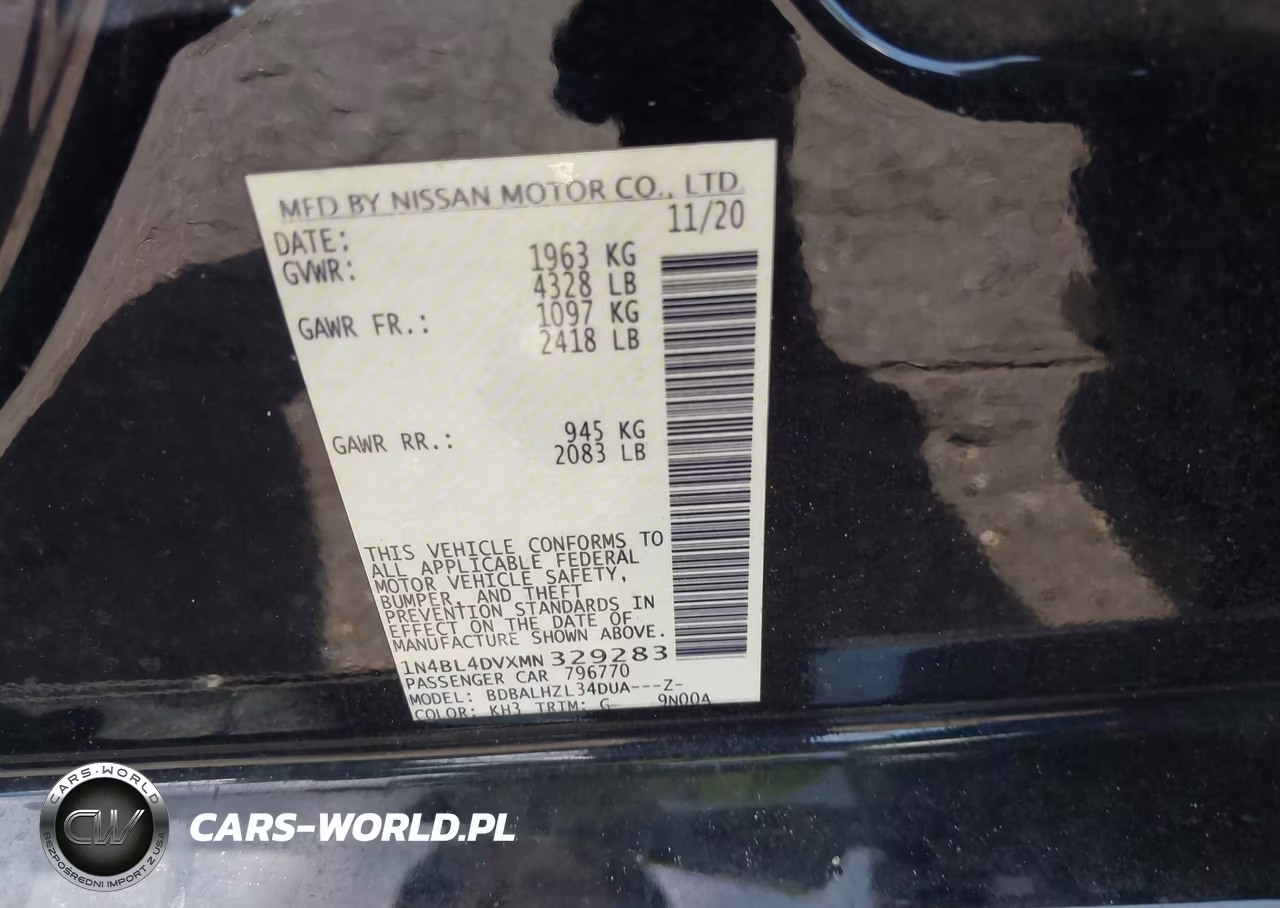 2021 Nissan Altima Sv Fwd VIN:1N4BL4DVXMN329283 - 9