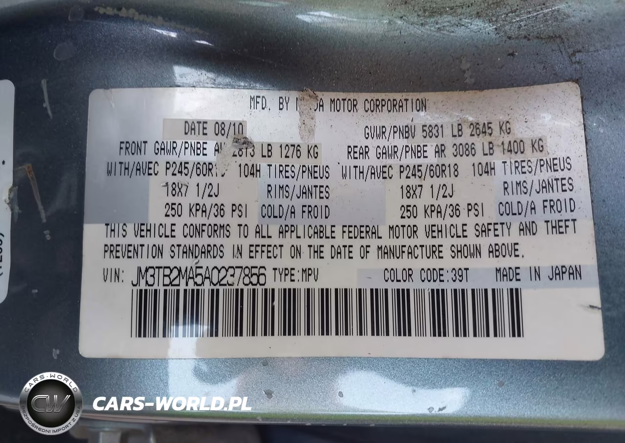 2010 Mazda Cx-9 Touring VIN:JM3TB2MA5A0237856 - 9