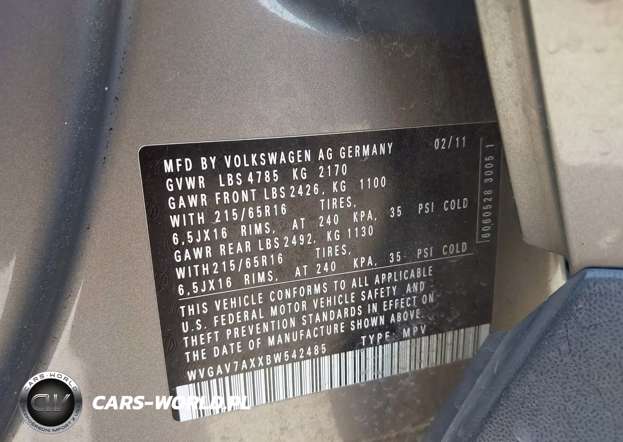 2011 Volkswagen Tiguan S VIN:WVGAV7AXXBW542485 - 9