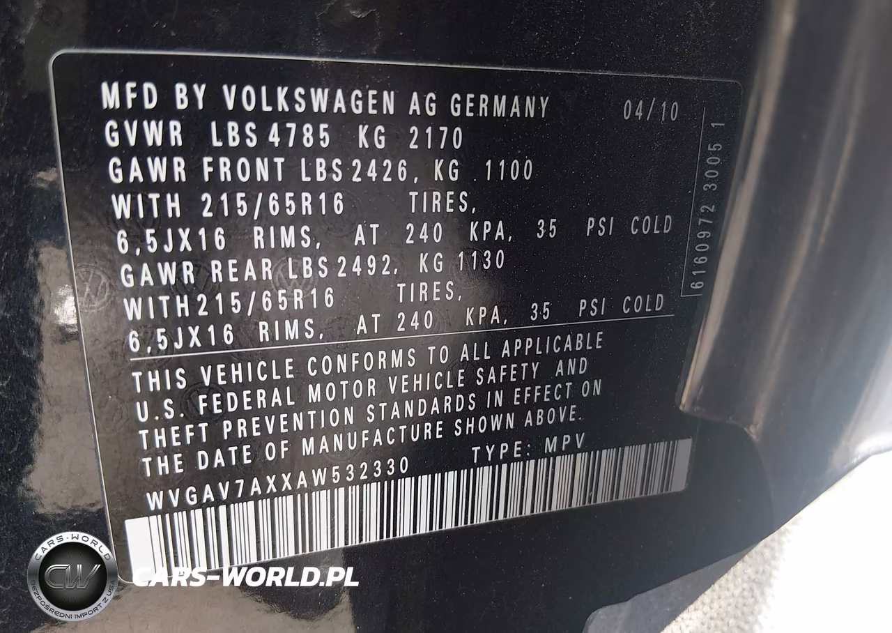 2010 Volkswagen Tiguan S VIN:WVGAV7AXXAW532330 - 9