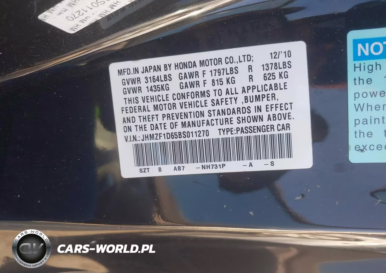 2011 Honda Cr-Z Ex VIN:JHMZF1D65BS011270 - 9