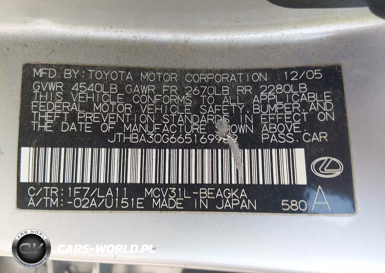 2006 Lexus Es 330 VIN:JTHBA30G665169969 - 9