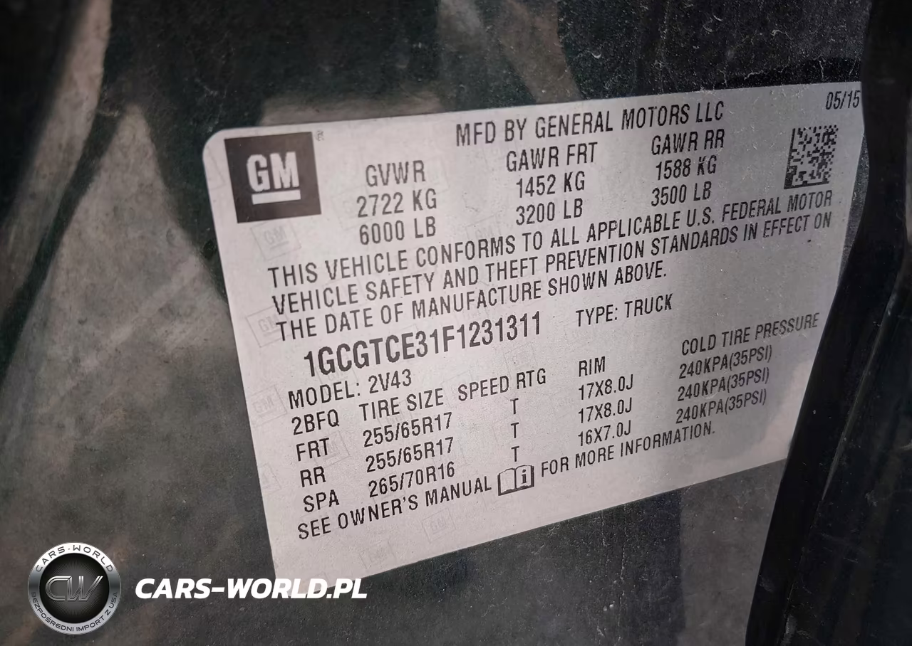 2015 Chevrolet Colorado 4Wd Z71 VIN:1GCGTCE31F1231311 - 9