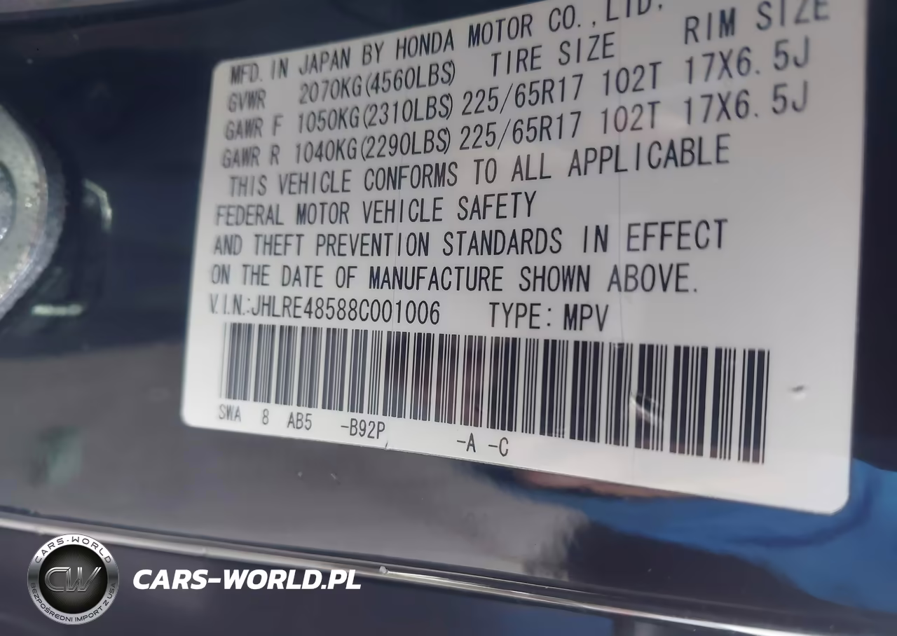 2008 Honda Cr-V Ex VIN:JHLRE48588C001006 - 9
