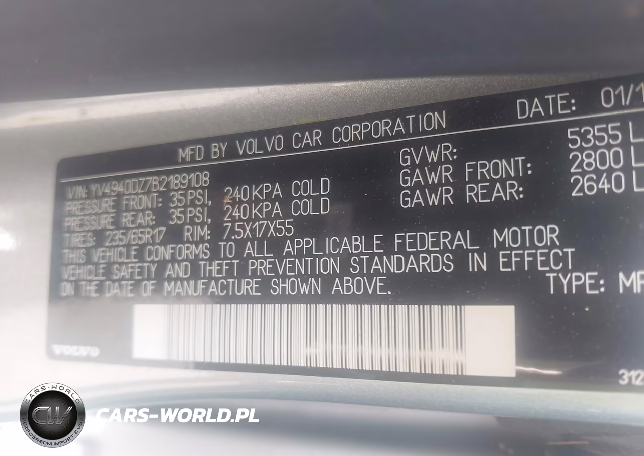 2011 Volvo Xc60 3.2 VIN:YV4940DZ7B2189108 - 9