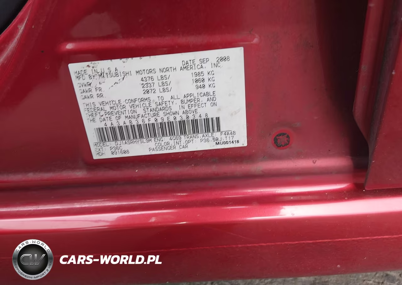 2009 Mitsubishi Galant Es-Sport Edition VIN:4A3AB36F09E030348 - 9